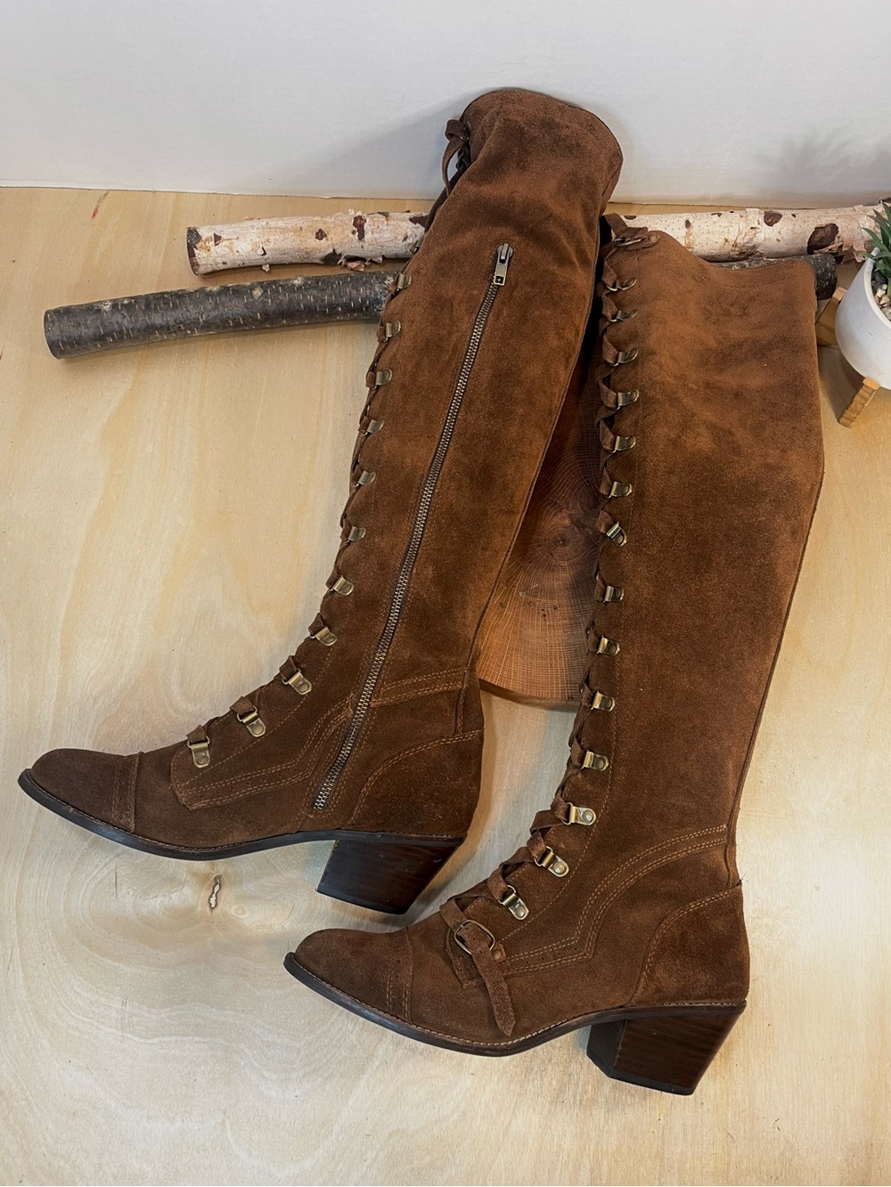 Jeffrey Campbell x Free People Johnny Suede Knee-High Boots Size 9
